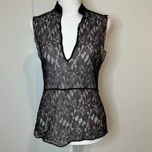 vintage club monaco lace cami top with a collar